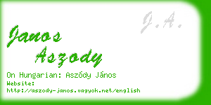 janos aszody business card